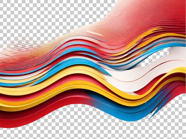 PSD red yellow blue tech wavy lines gradient background is on transparent background