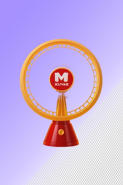 PSD a red and yellow carousel with the letter m on it