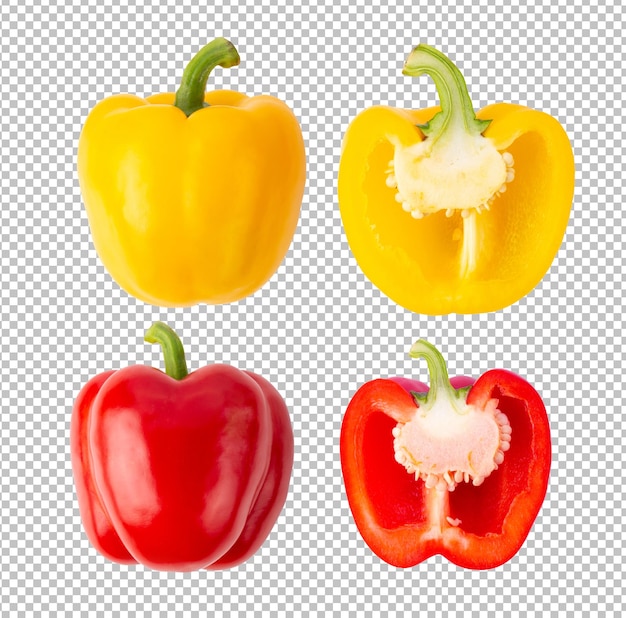 Red and yellow pepper isolated on alpha layer