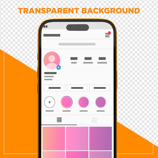 red yellow phone mockup with transparent background