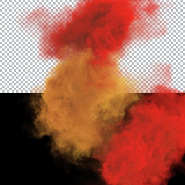 PSD red and yellow puffs of magic fog and fantasy smoke texture