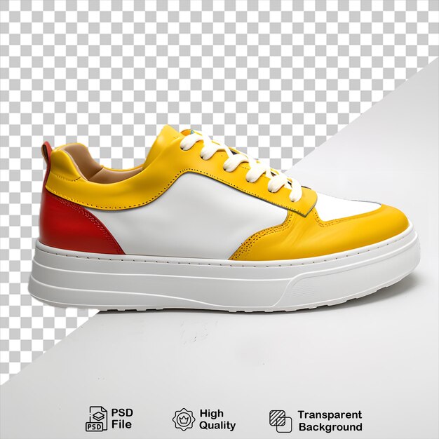 Red and yellow sneaker isolated on transparent background