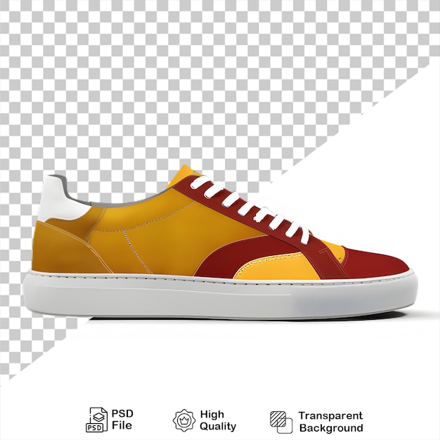 PSD red and yellow sneaker isolated on transparent background