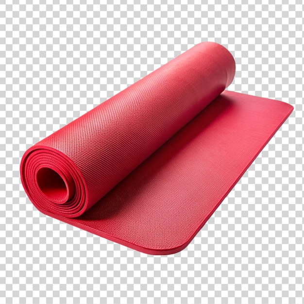 PSD red yoga mat isolated on transparent background