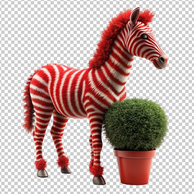 PSD red zebra topiary concept on transparent background