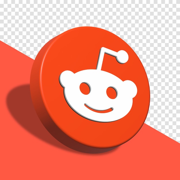 Логотип приложений Reddit в большом стиле, 3d-дизайн, актив изолирован