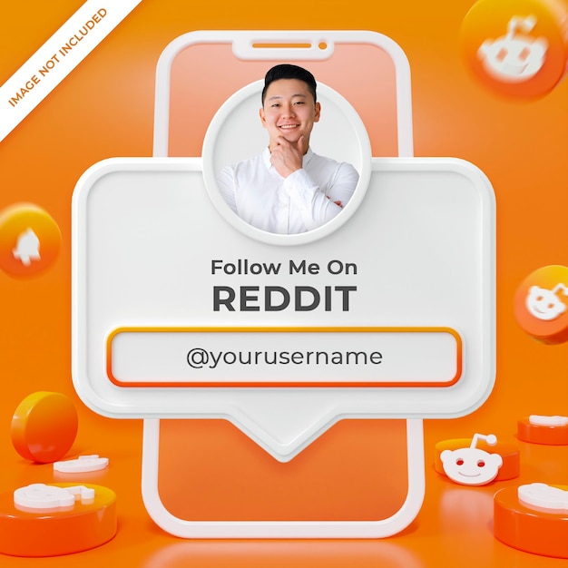 PSD reddit profile banner 3d render composition