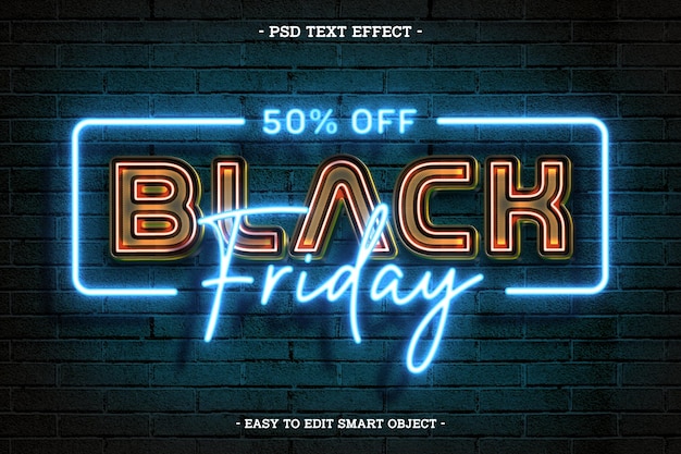 Redigerbar neon Black Friday-teksteffekt