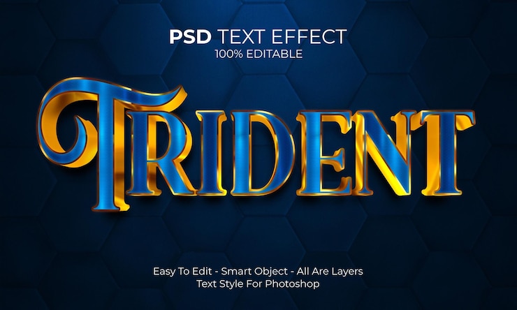 Redigerbar Trident-teksteffekt, moderne 3D, kreativ og minimalistisk skrifttypestil