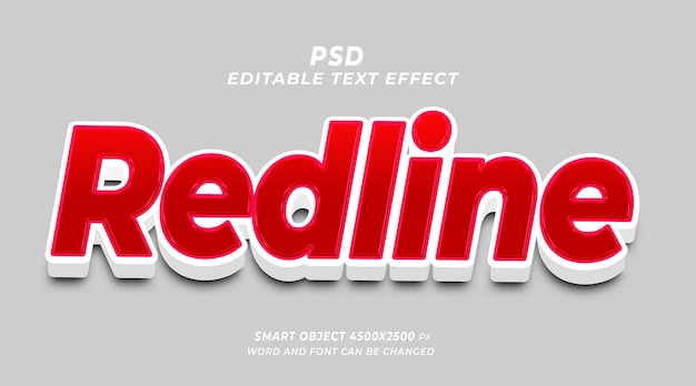 Redline 3d редактируемый текстовый эффект psd шаблон с милым фоном