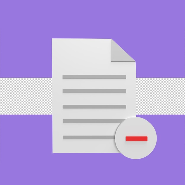 reduce document 3d icon model cartoon style concept render illustration