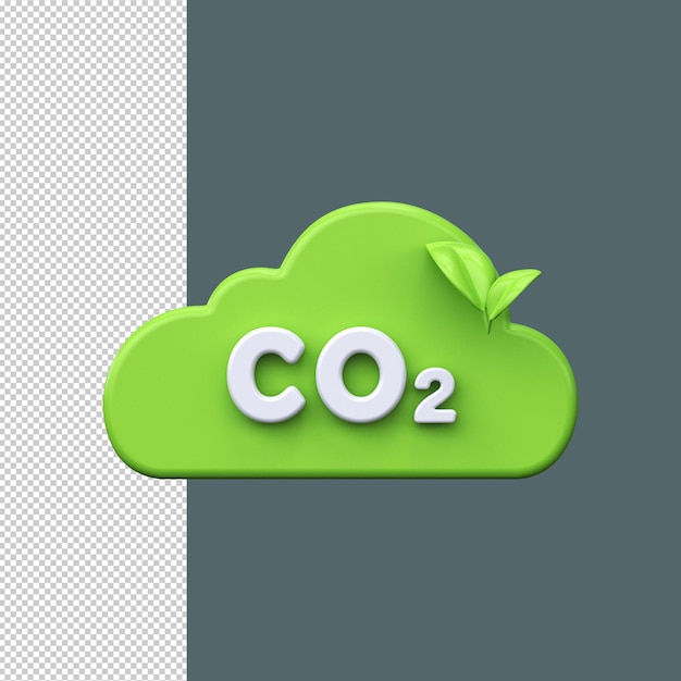 PSD Сокращение выбросов углерода 3d icon газовое облако co2