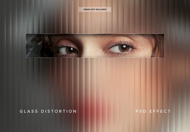 PSD reeded glass distortion image effect mockup