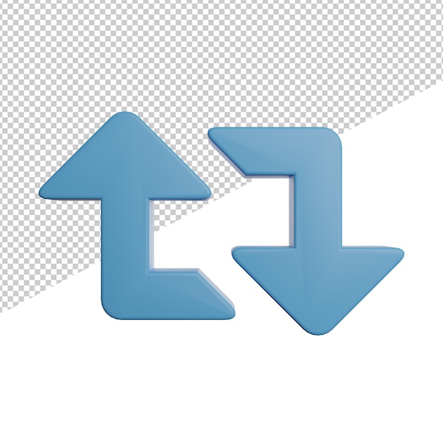 Reetweet lub repost ikona widok z przodu ilustracja 3d renderująca przezroczyste tło
