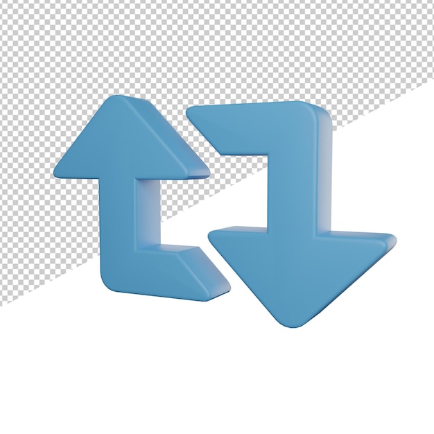 PSD reetweet или repost icon side view 3d иллюстрация рендеринга прозрачного фона