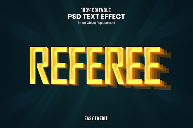 Referee  yellow smooth and futuristic 3d esport game text effect