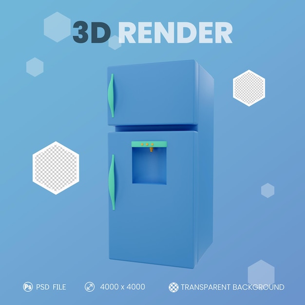 Refigerator 3D render with isolated background