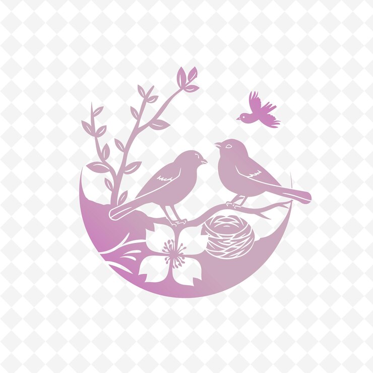PSD refined dogwood logo with decorative songb creative vector design of nature collection