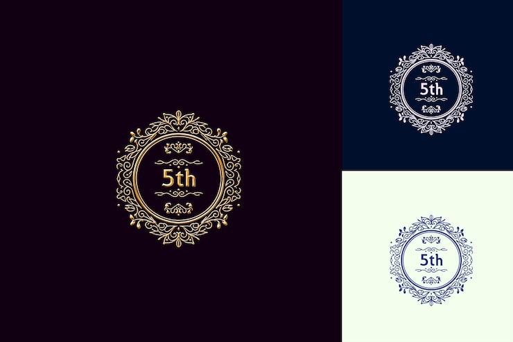 PSD refined logo with text 55th emblem logo with a circular fram vector abstract design collections