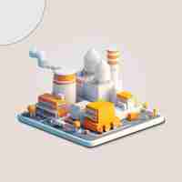 PSD refinery factory 3d render industrial illustration transparency