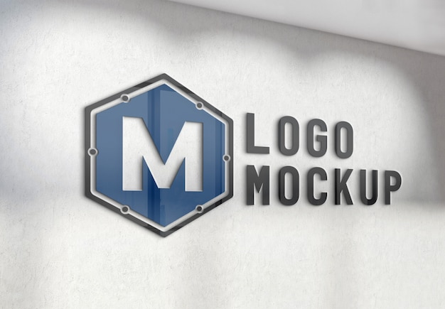 Отражение логотипа на офисной бетонной стене Макет