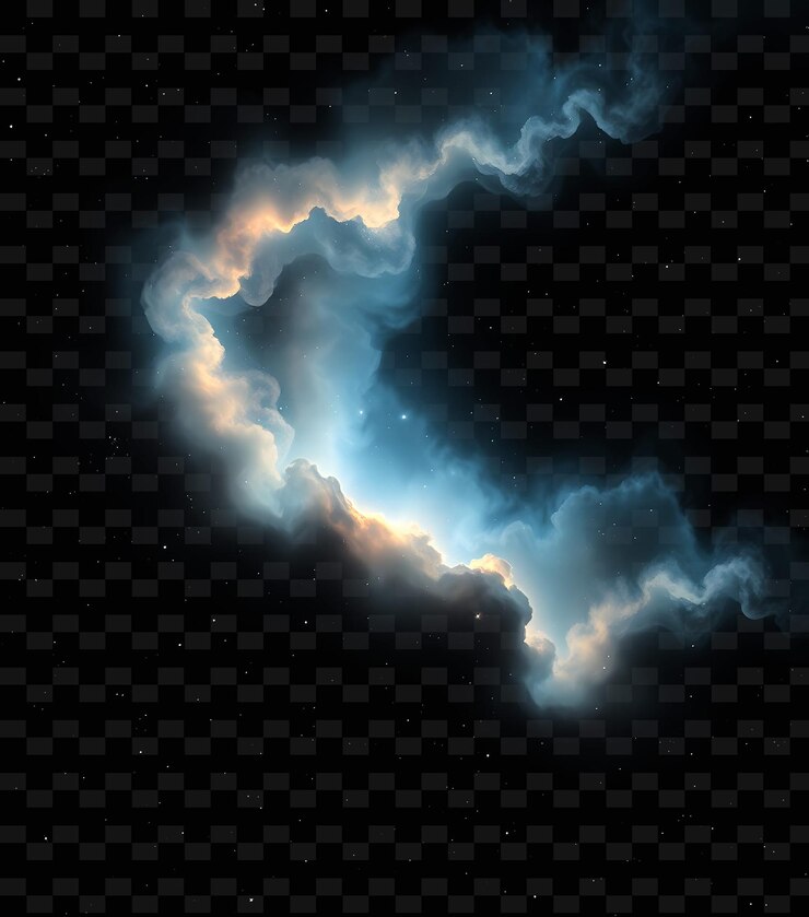 PSD reflection nebula shimmering with soft azure and ivory undulating with light echoes the dust cloud