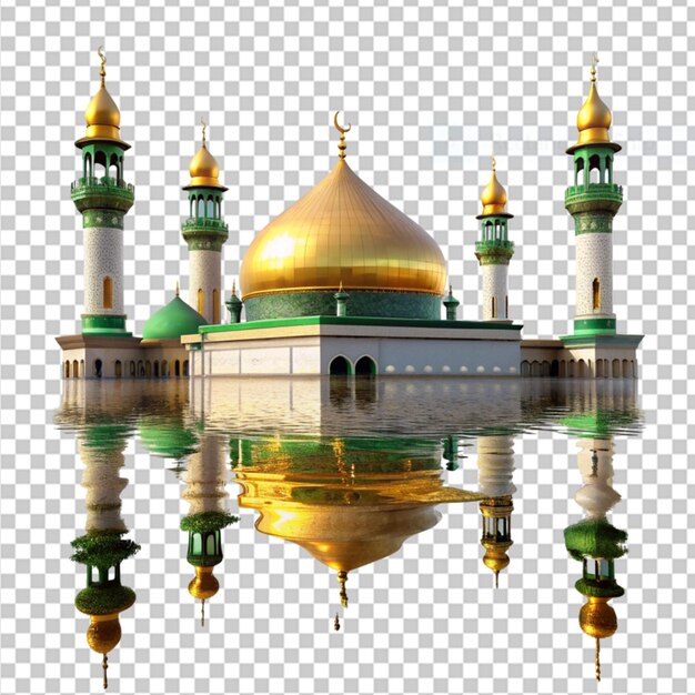 PSD riflessi della moschea di muharram su uno sfondo trasparente