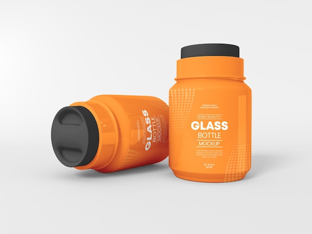 Reflective Glass Bottle Branding Mockup