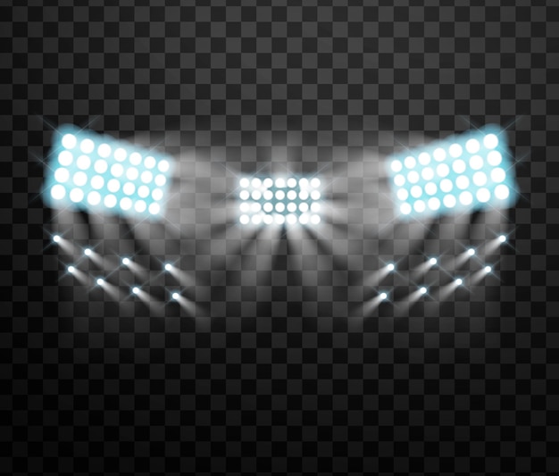 PSD reflektory stadionu światła i lampy realistycznie ustawione odizolowane na przezroczystym tle