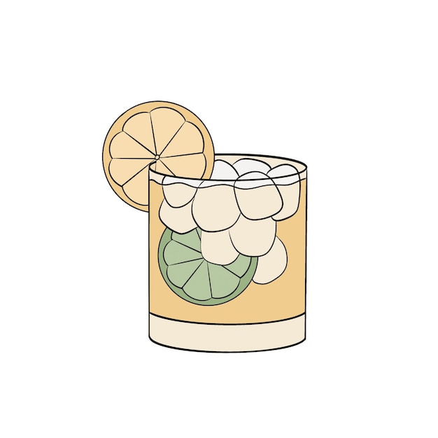 Refreshing Cocktail with Citrus and Ice illustration