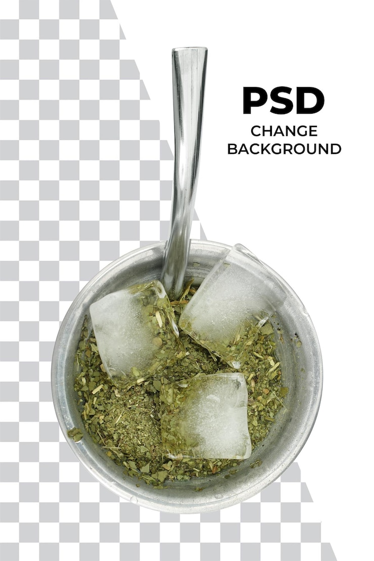 PSD 带冰块的清爽冷冷的马特饮料