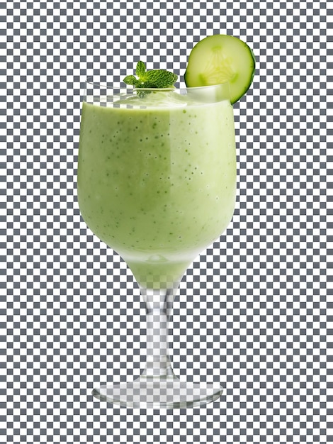 refreshing cucumber smoothie glass isolated on transparent background