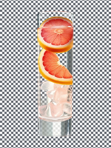 PSD refreshing detox water with sliced grapefruit on transparent background