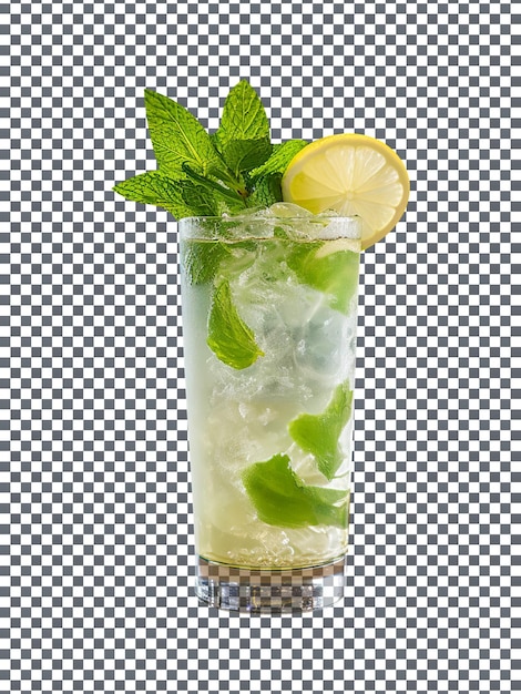 Refreshing ginger mint lemonade glass isolated on transparent background