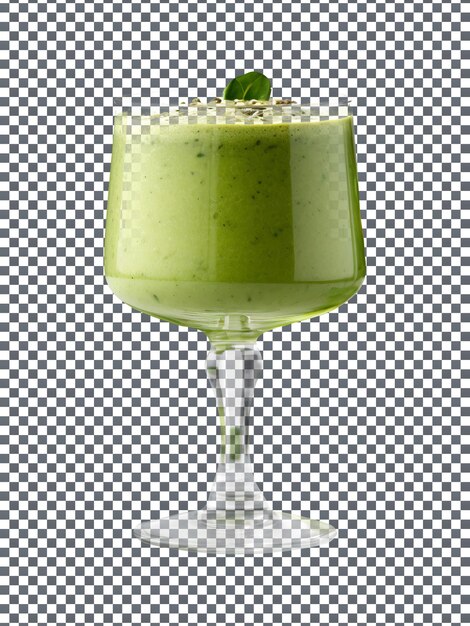 Refreshing green apple smoothie glass isolated on transparent background