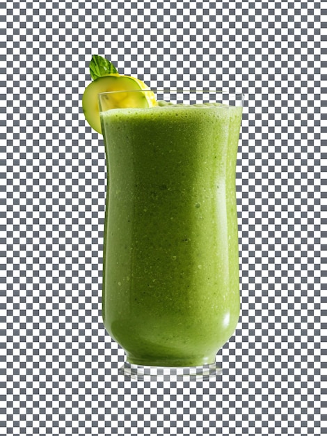 Refreshing green detox smoothie glass isolated on transparent background