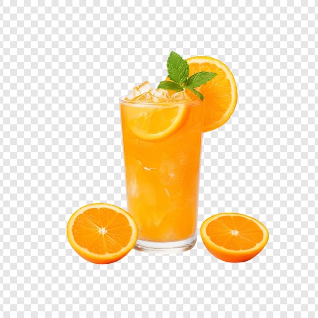 refreshing iced orange juice drink with fruit slices