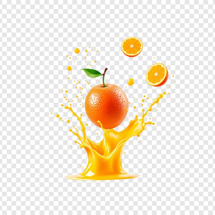 PSD refreshing orange juice splash slices citrus vitamin c