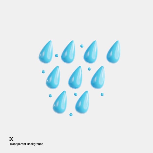春のシャワーで新鮮な雨の滴 3d アイコンイラスト