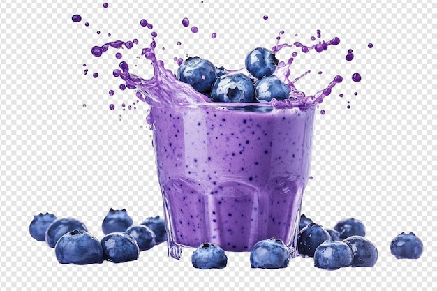 refreshing smoothie splash with blueberries with isolated background with isolated on transparent background