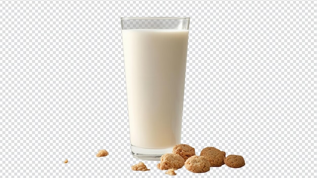 軽食やデザートに最適な美味しい小さなクッキーに添えられた爽やかな高いグラスミルク
