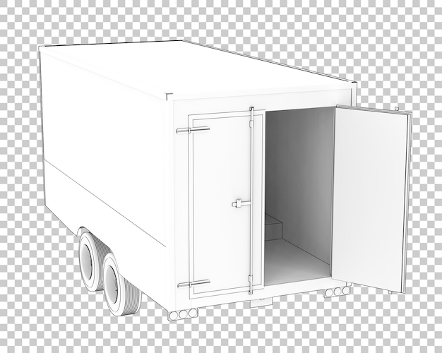 PSD refrigerated trailer on transparent background 3d rendering illustration