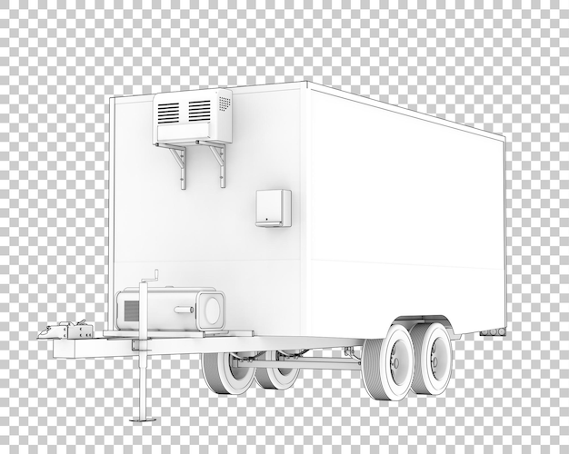 PSD refrigerated trailer on transparent background 3d rendering illustration