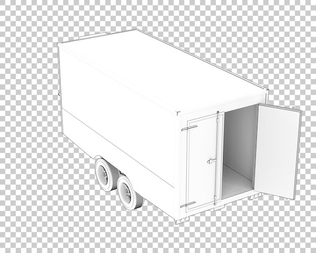 Refrigerated trailer on transparent background 3d rendering illustration