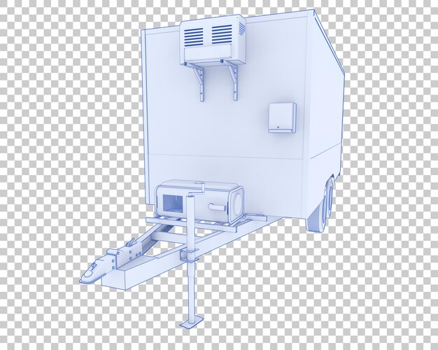 PSD refrigerated trailer on transparent background 3d rendering illustration