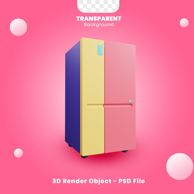 Refrigerator 3d Render object with transparent background