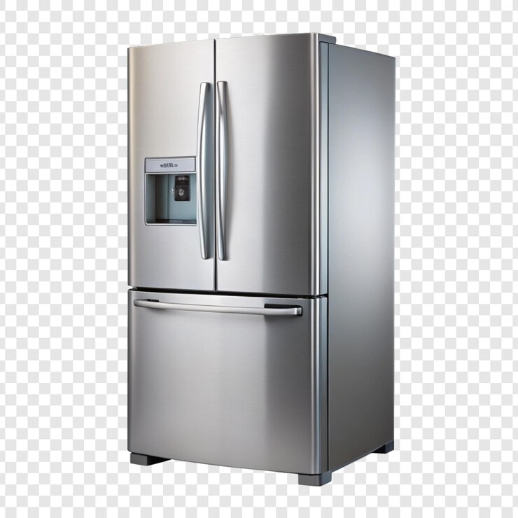 PSD a refrigerator with a water dispenser on it