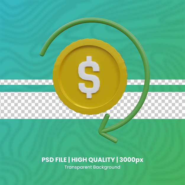 PSD refund 3d high quality render transparent background