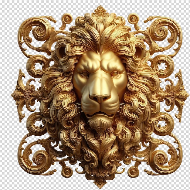 PSD regal 3d ornate lion on transparent background