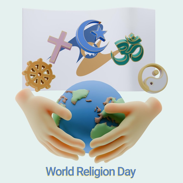regal 3d renders of world religion day with eurasian economic union flags
